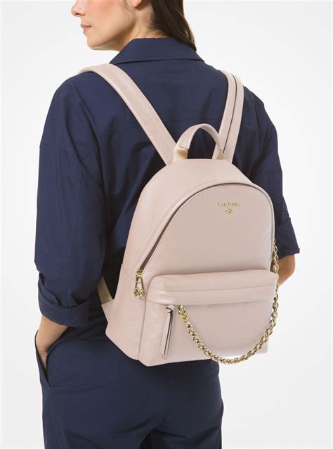 michael kors slater medium pebbled leather backpack pink one size|michael kors large leather backpack.